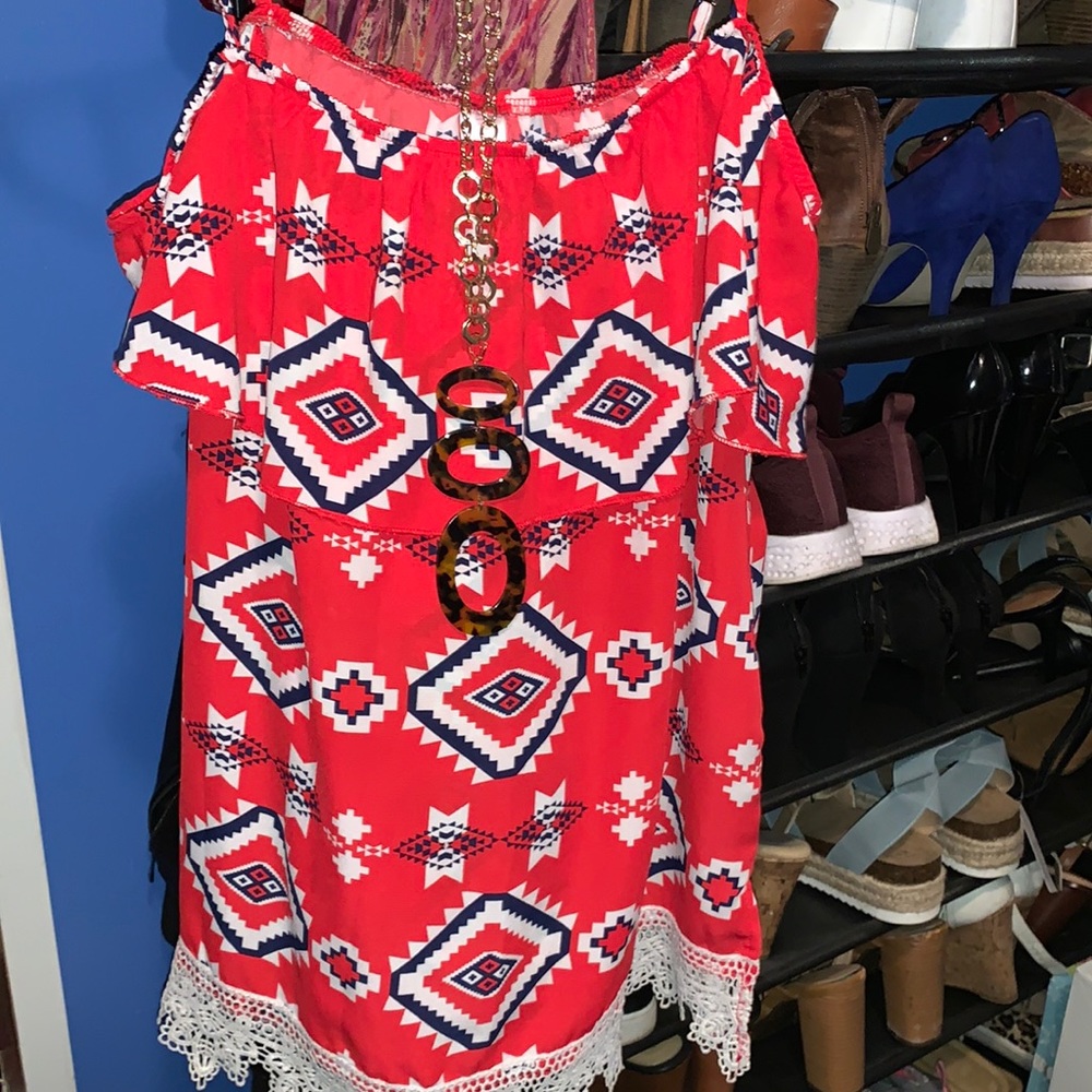 Women’s blouse red white and blue shirt